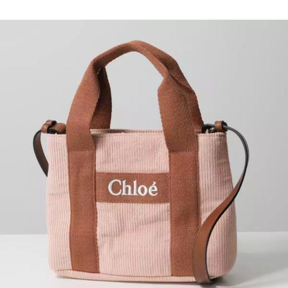 Chloé Pink and Brown Corduroy Mini Crossbody Bag